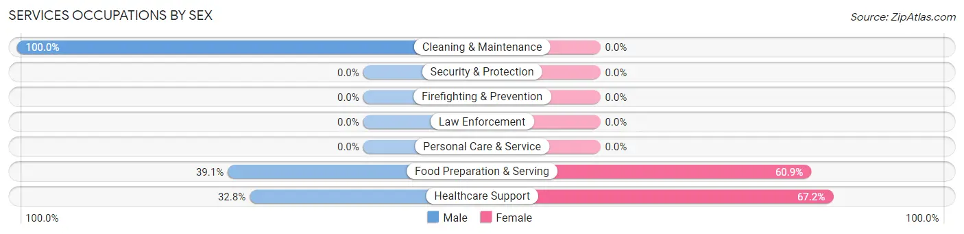 Services Occupations by Sex in Zip Code 24925
