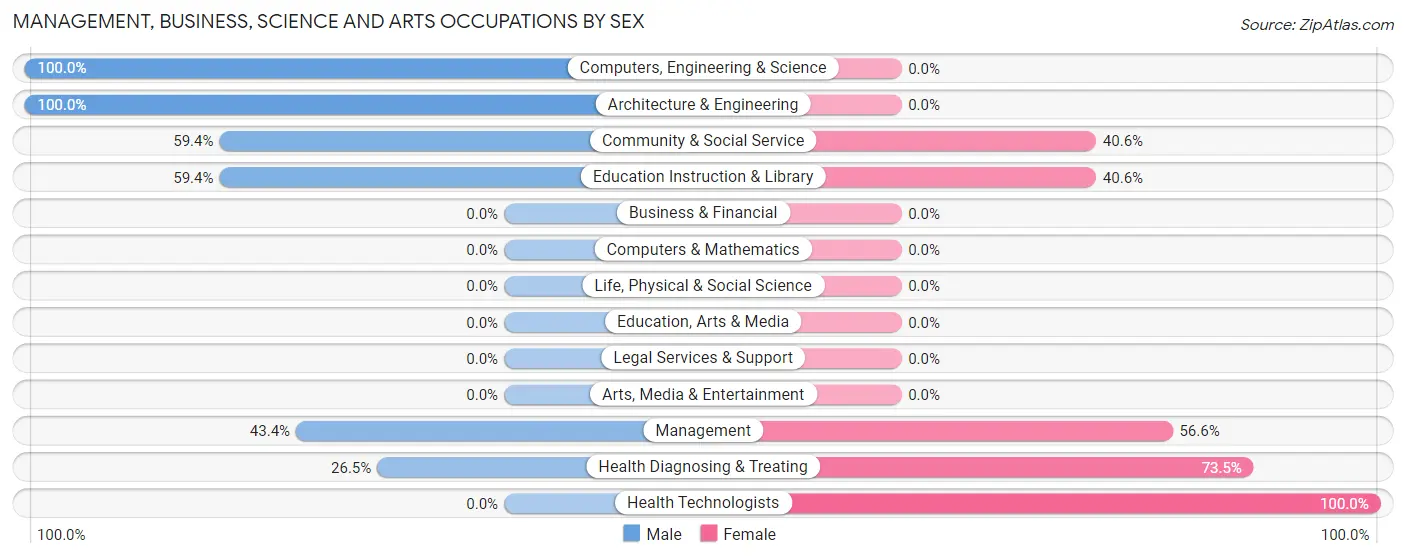 Management, Business, Science and Arts Occupations by Sex in Zip Code 24931