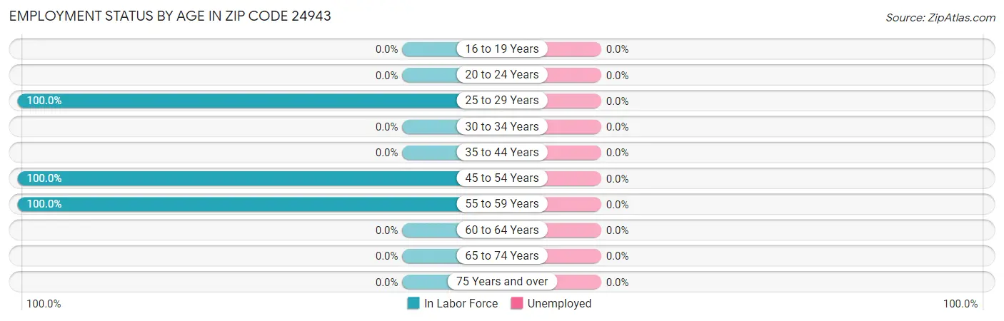 Employment Status by Age in Zip Code 24943