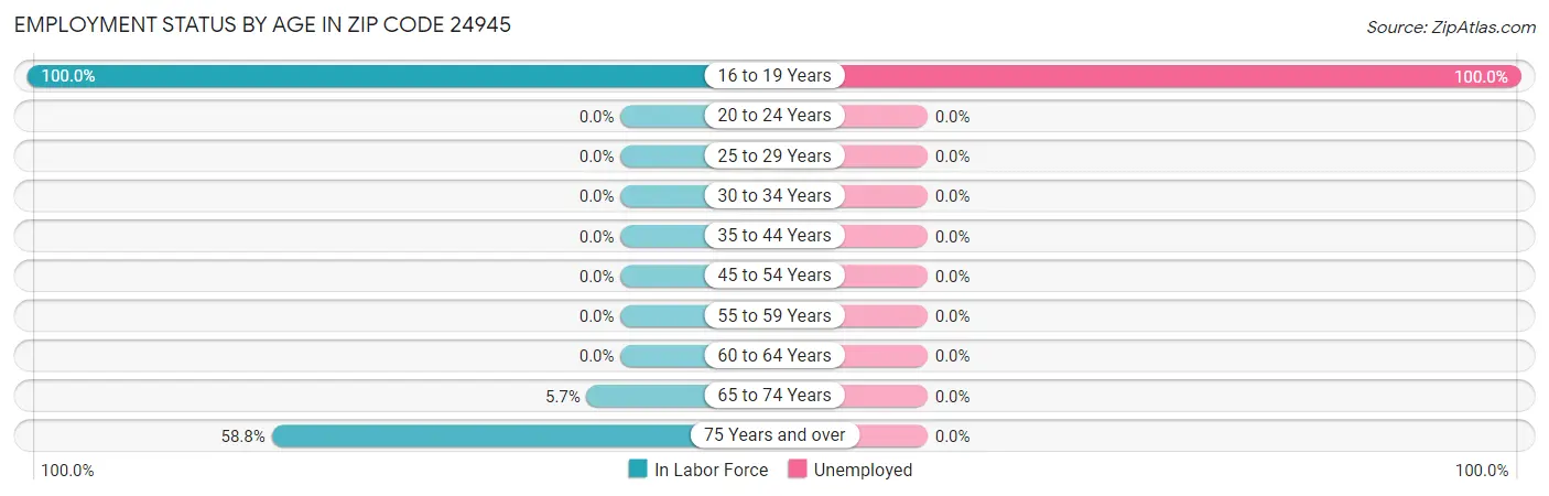 Employment Status by Age in Zip Code 24945