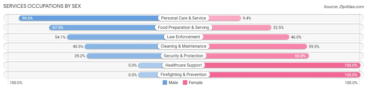 Services Occupations by Sex in Zip Code 24970