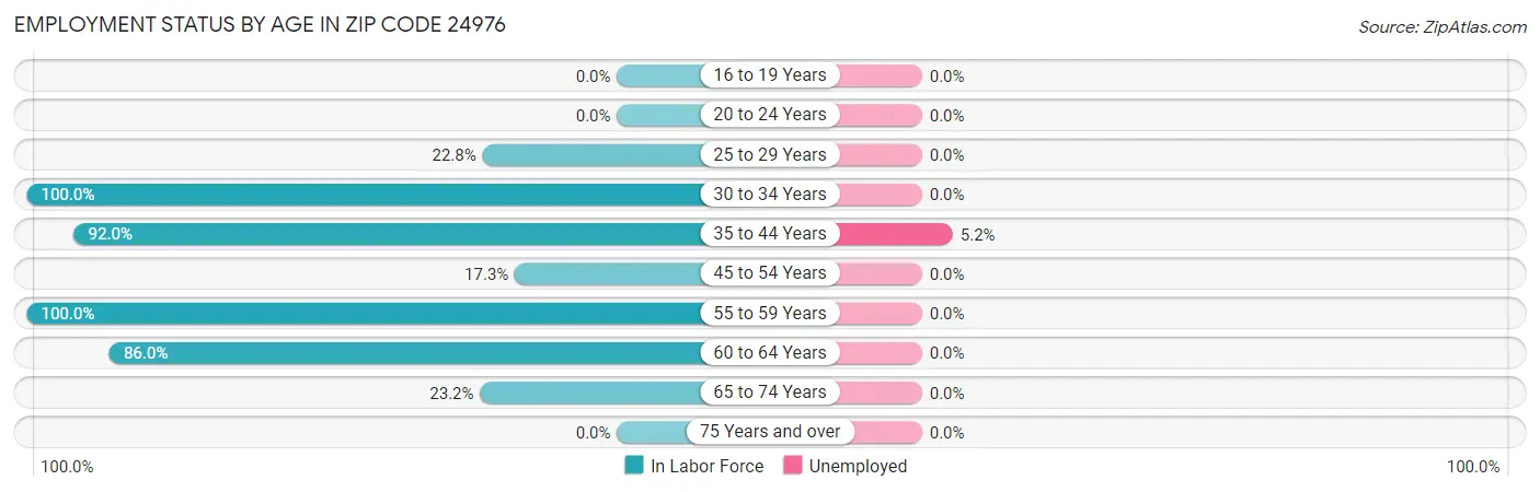 Employment Status by Age in Zip Code 24976
