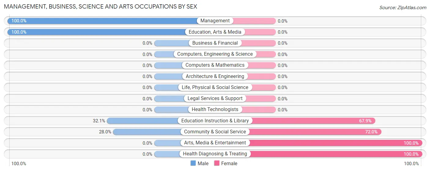 Management, Business, Science and Arts Occupations by Sex in Zip Code 24976