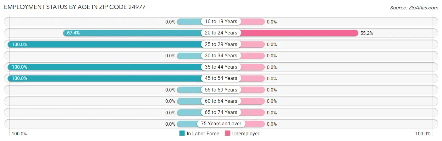 Employment Status by Age in Zip Code 24977