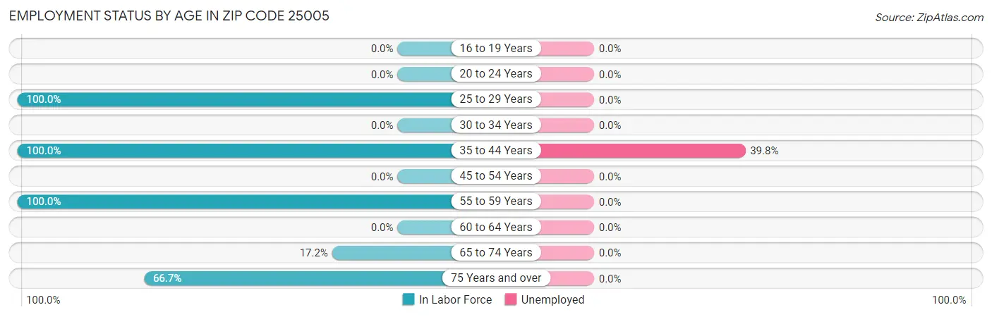 Employment Status by Age in Zip Code 25005