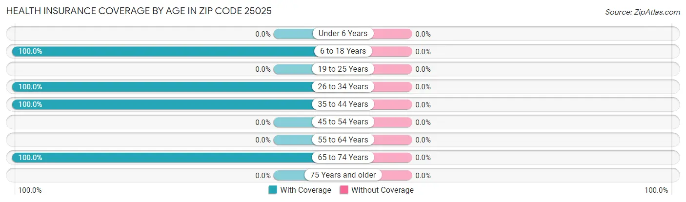 Health Insurance Coverage by Age in Zip Code 25025