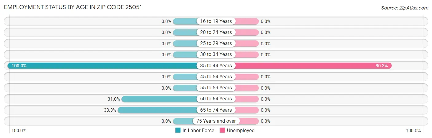 Employment Status by Age in Zip Code 25051
