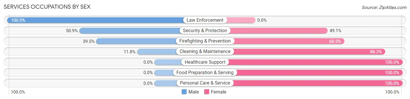 Services Occupations by Sex in Zip Code 25053