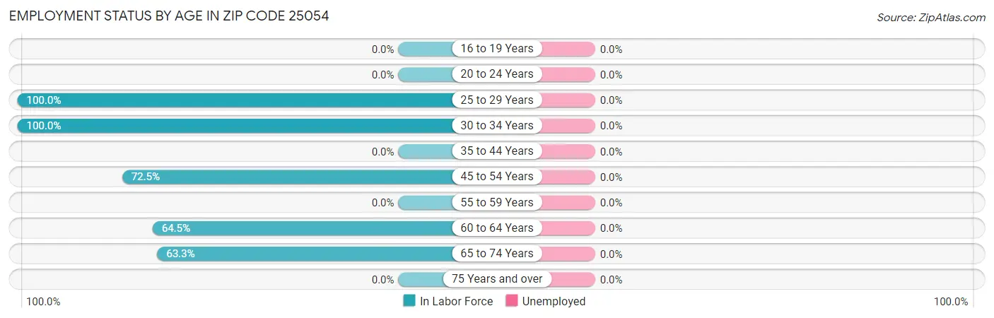 Employment Status by Age in Zip Code 25054