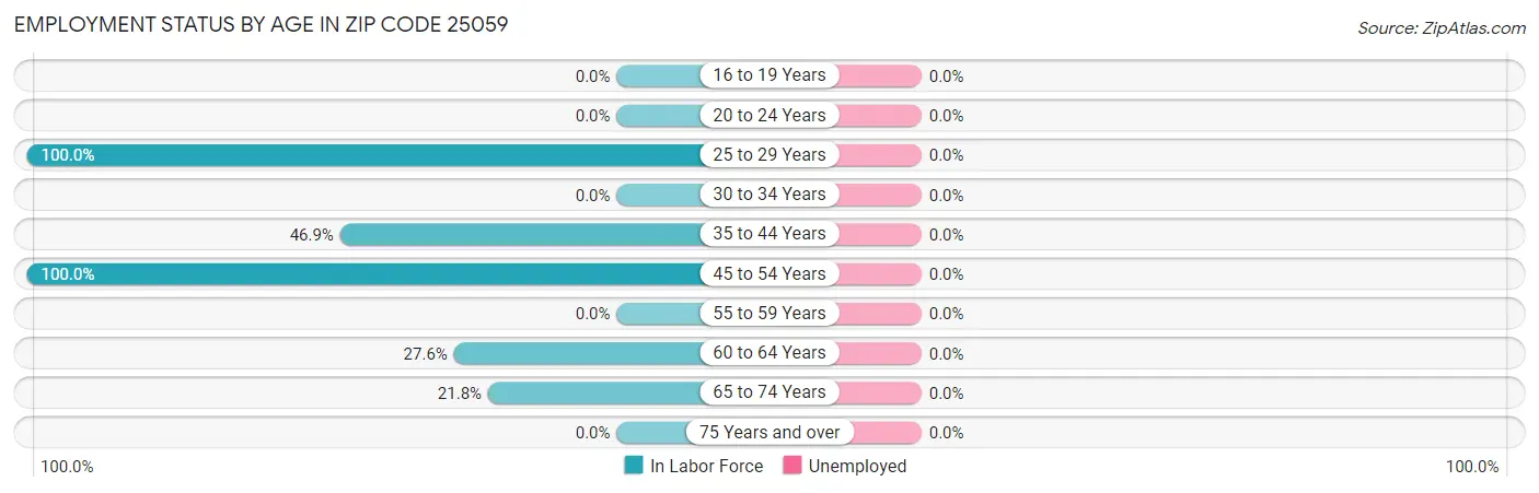 Employment Status by Age in Zip Code 25059