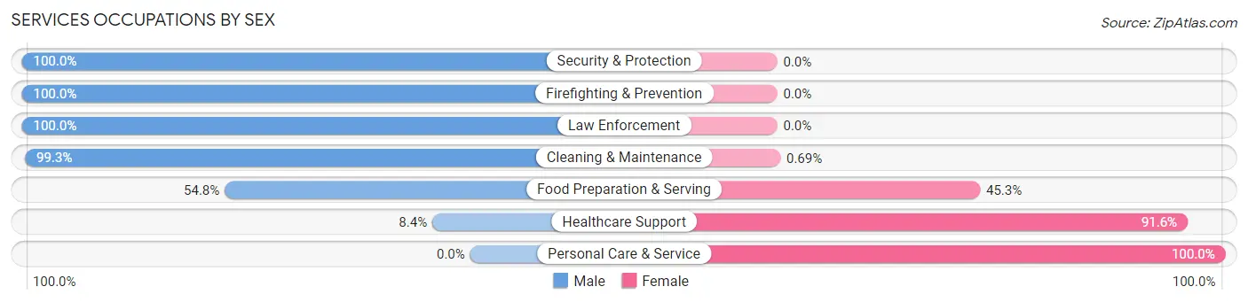 Services Occupations by Sex in Zip Code 25071