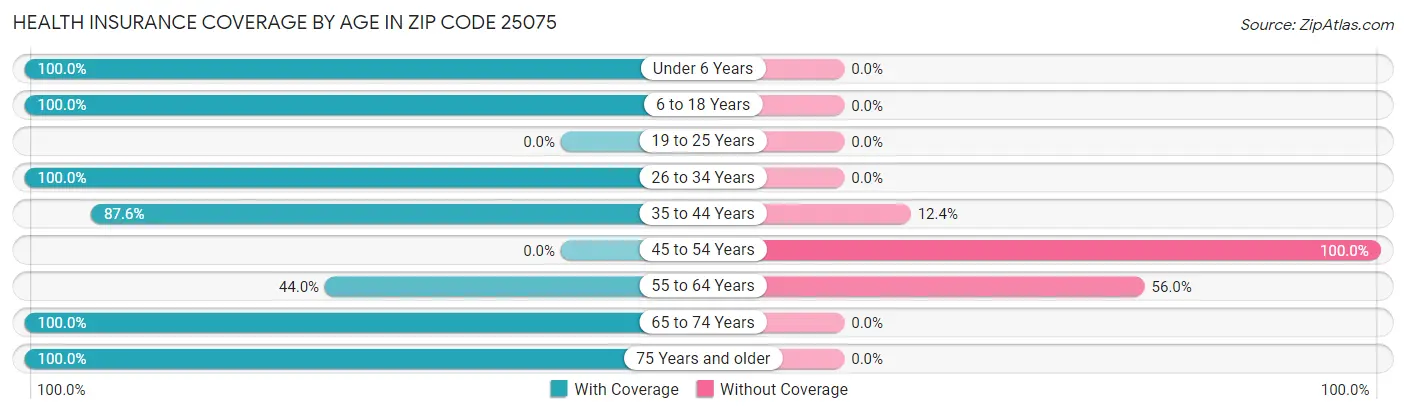 Health Insurance Coverage by Age in Zip Code 25075