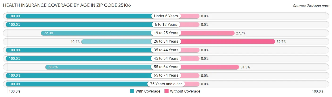 Health Insurance Coverage by Age in Zip Code 25106