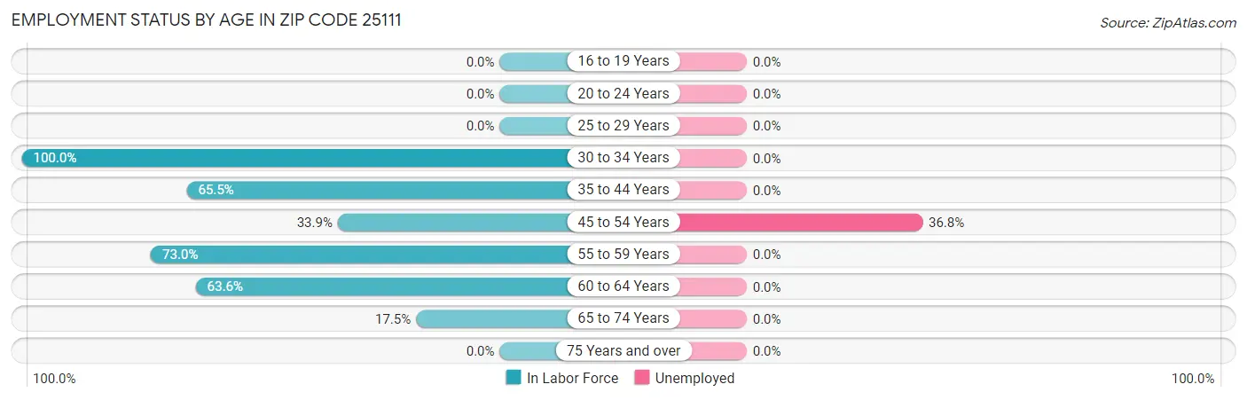 Employment Status by Age in Zip Code 25111