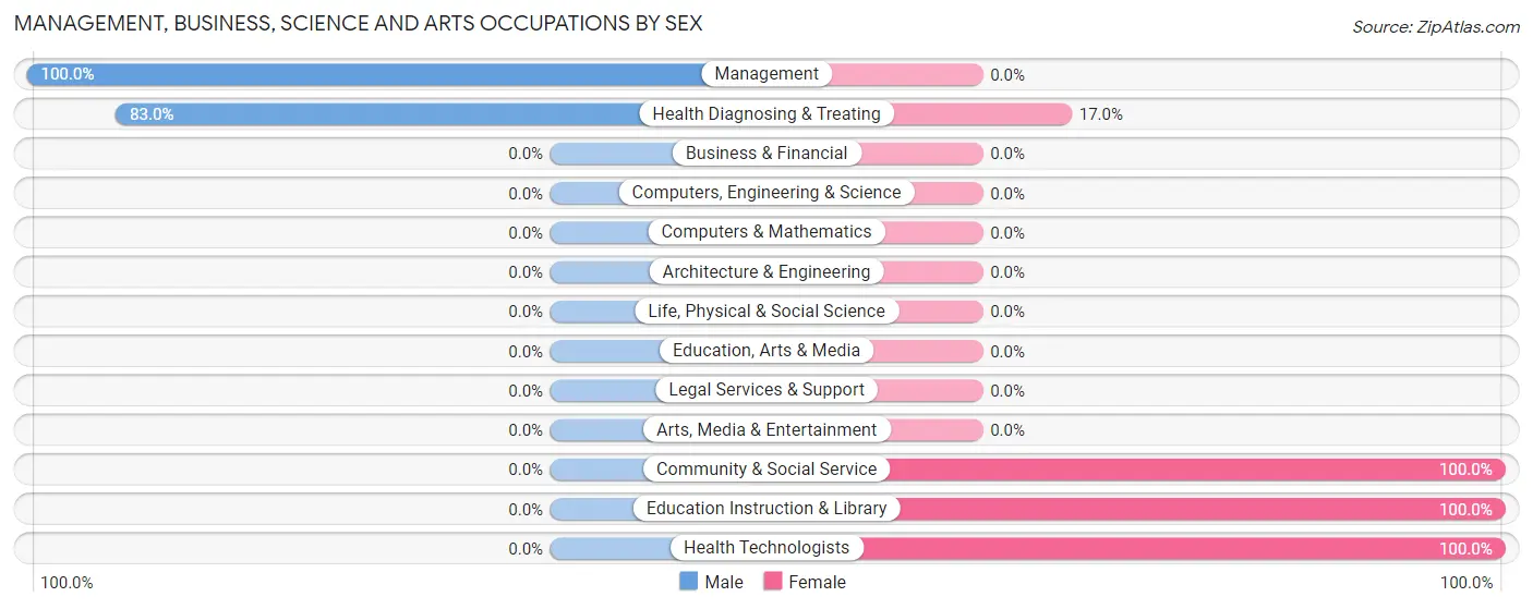 Management, Business, Science and Arts Occupations by Sex in Zip Code 25133