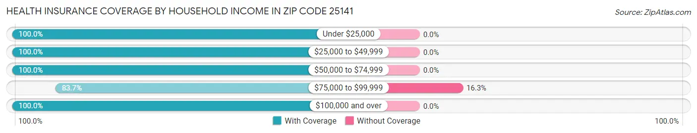 Health Insurance Coverage by Household Income in Zip Code 25141