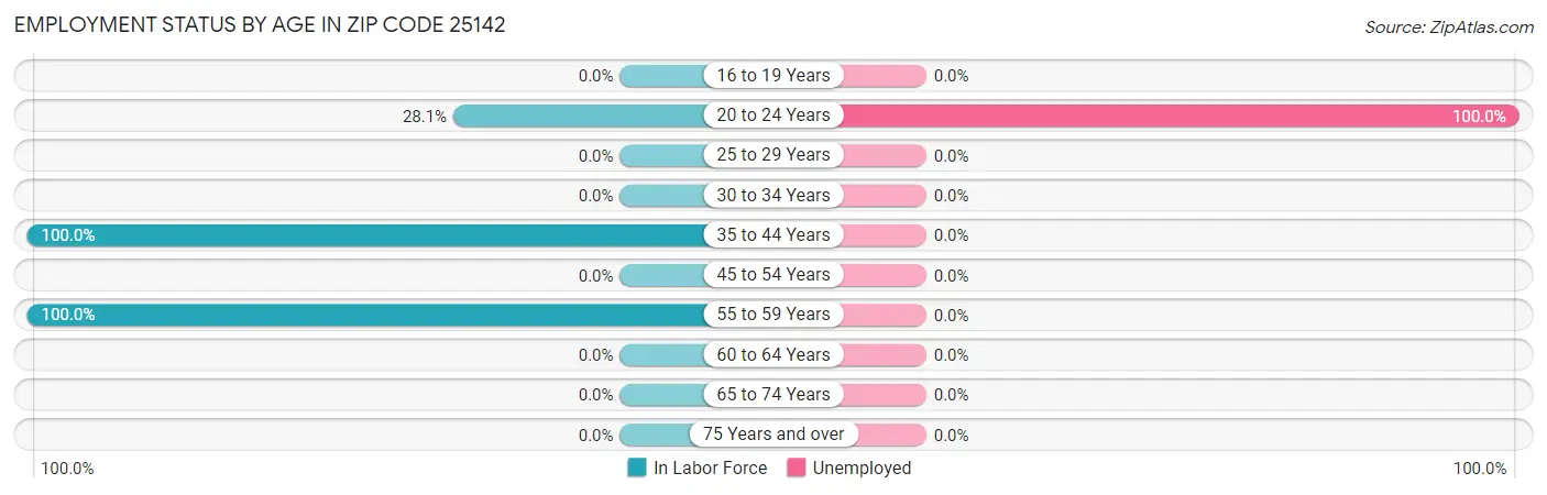 Employment Status by Age in Zip Code 25142