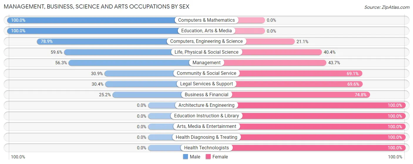 Management, Business, Science and Arts Occupations by Sex in Zip Code 25143