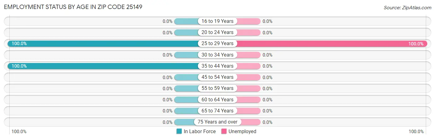 Employment Status by Age in Zip Code 25149