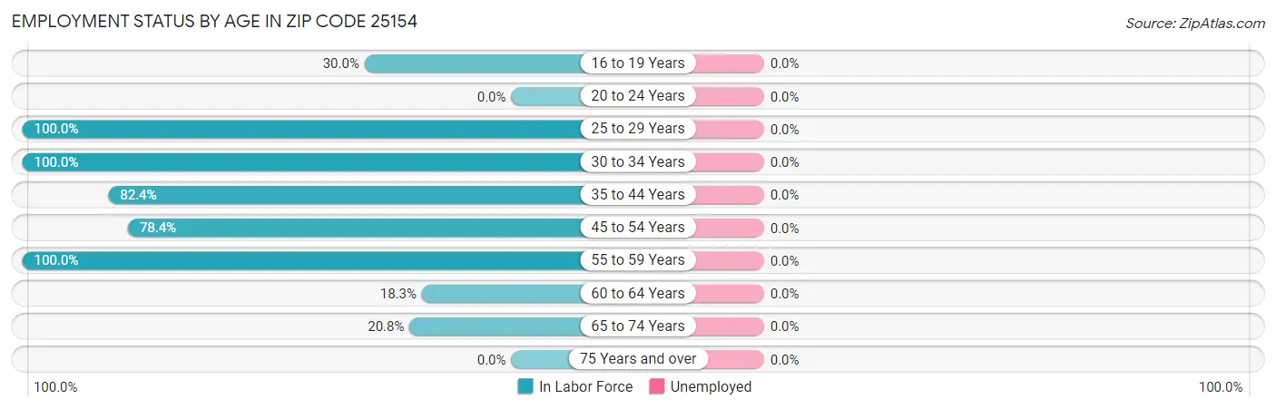 Employment Status by Age in Zip Code 25154