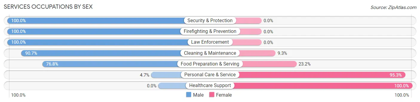 Services Occupations by Sex in Zip Code 25159