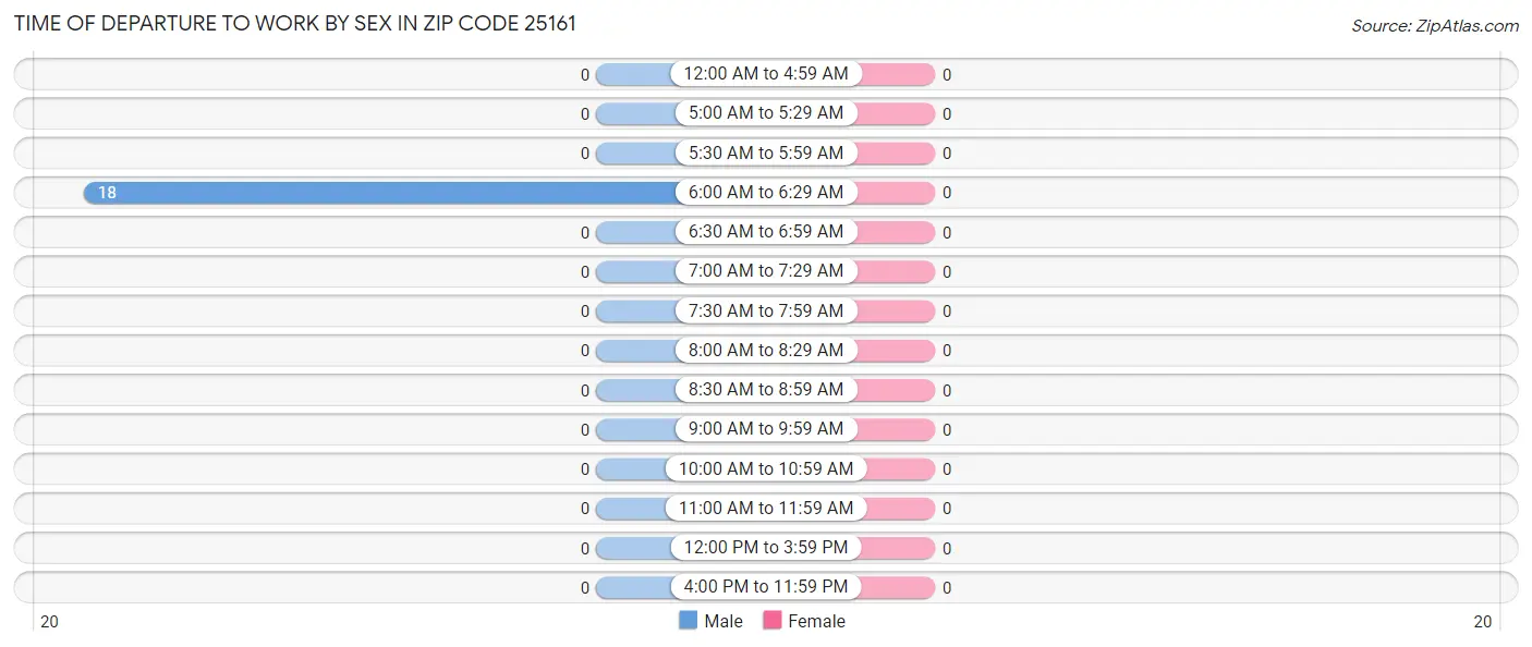 Time of Departure to Work by Sex in Zip Code 25161
