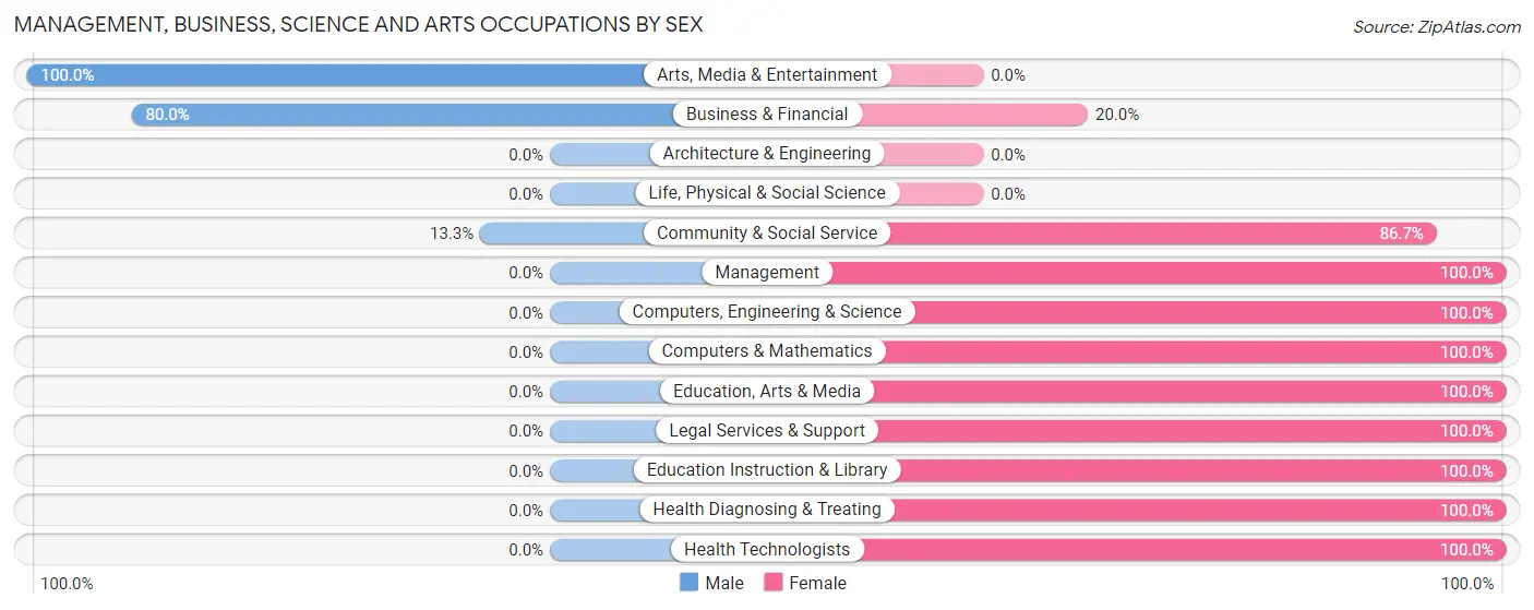 Management, Business, Science and Arts Occupations by Sex in Zip Code 25162
