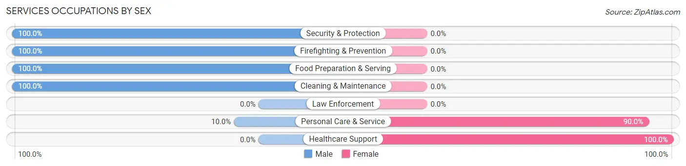Services Occupations by Sex in Zip Code 25162