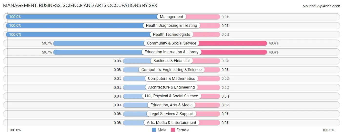 Management, Business, Science and Arts Occupations by Sex in Zip Code 25165
