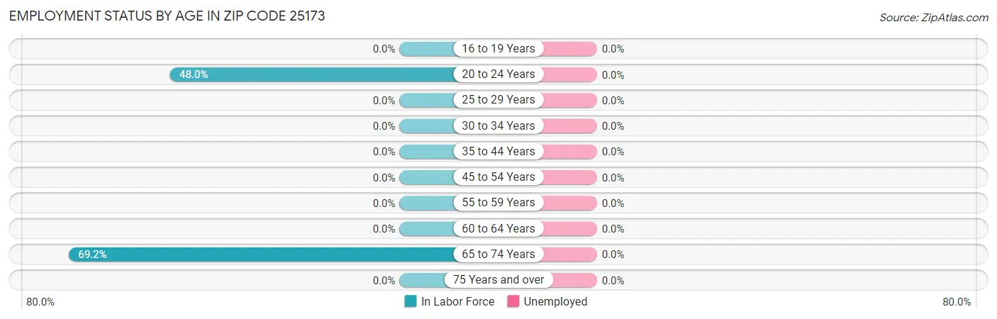 Employment Status by Age in Zip Code 25173