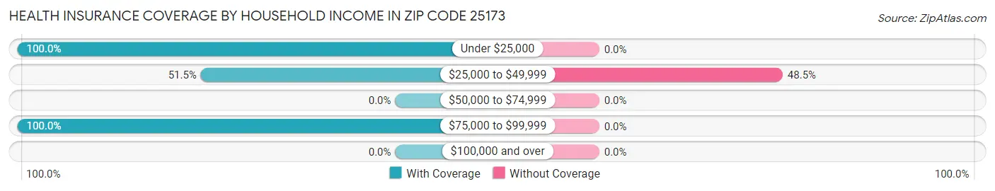 Health Insurance Coverage by Household Income in Zip Code 25173