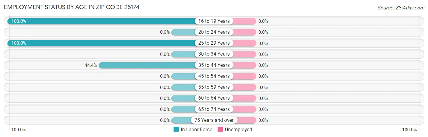 Employment Status by Age in Zip Code 25174