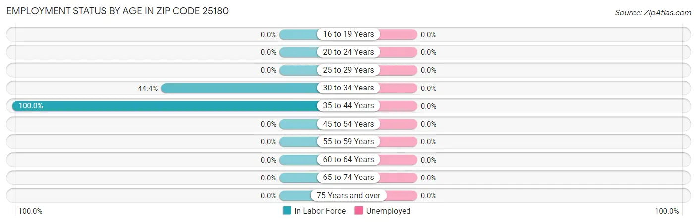Employment Status by Age in Zip Code 25180
