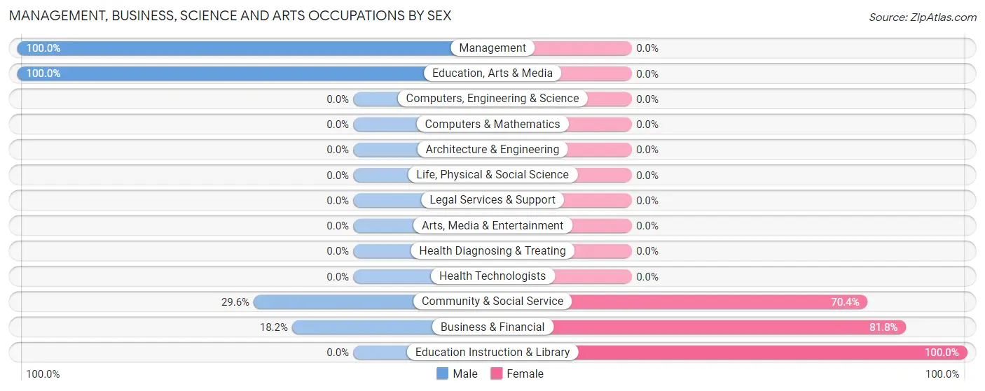 Management, Business, Science and Arts Occupations by Sex in Zip Code 25181