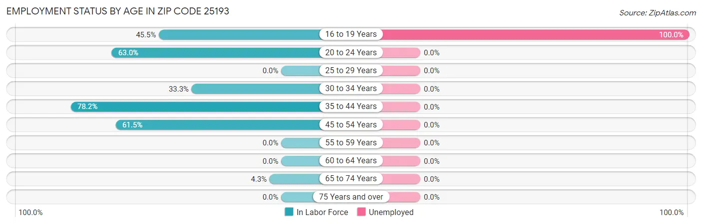Employment Status by Age in Zip Code 25193