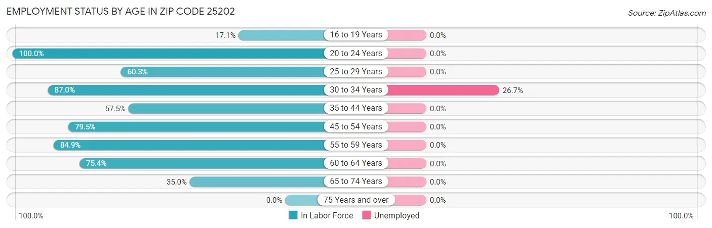 Employment Status by Age in Zip Code 25202