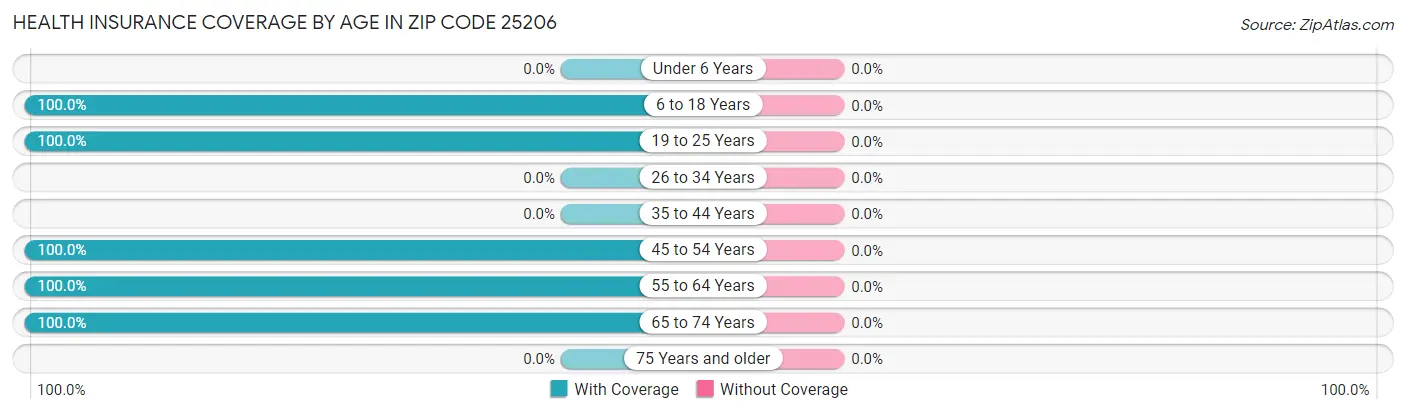 Health Insurance Coverage by Age in Zip Code 25206