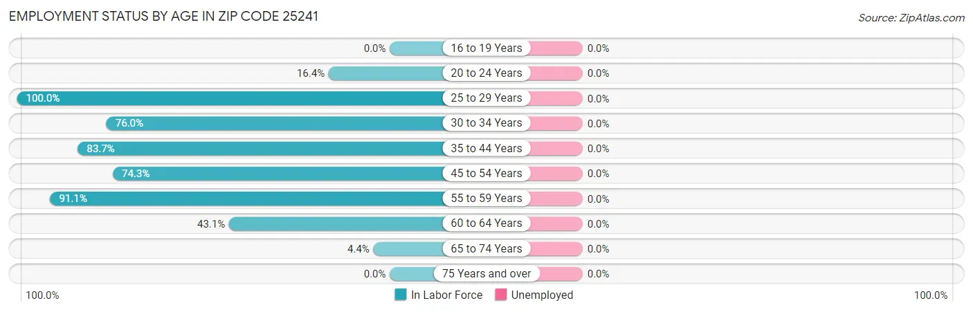 Employment Status by Age in Zip Code 25241