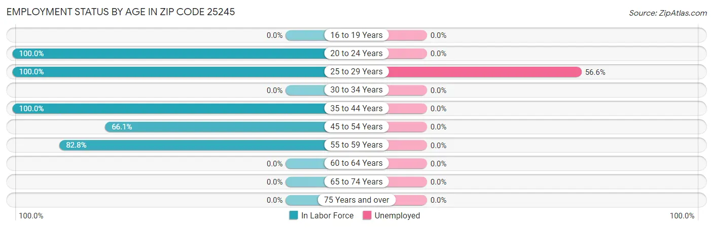 Employment Status by Age in Zip Code 25245