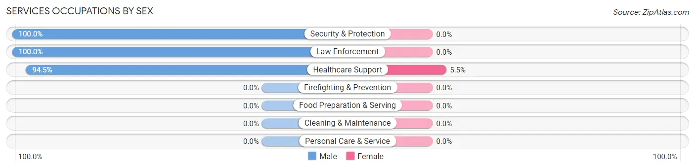 Services Occupations by Sex in Zip Code 25251