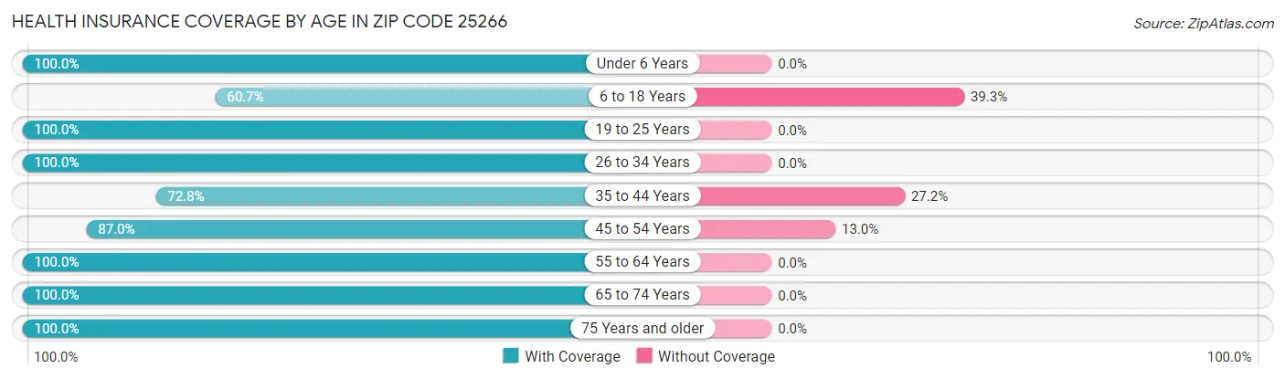 Health Insurance Coverage by Age in Zip Code 25266