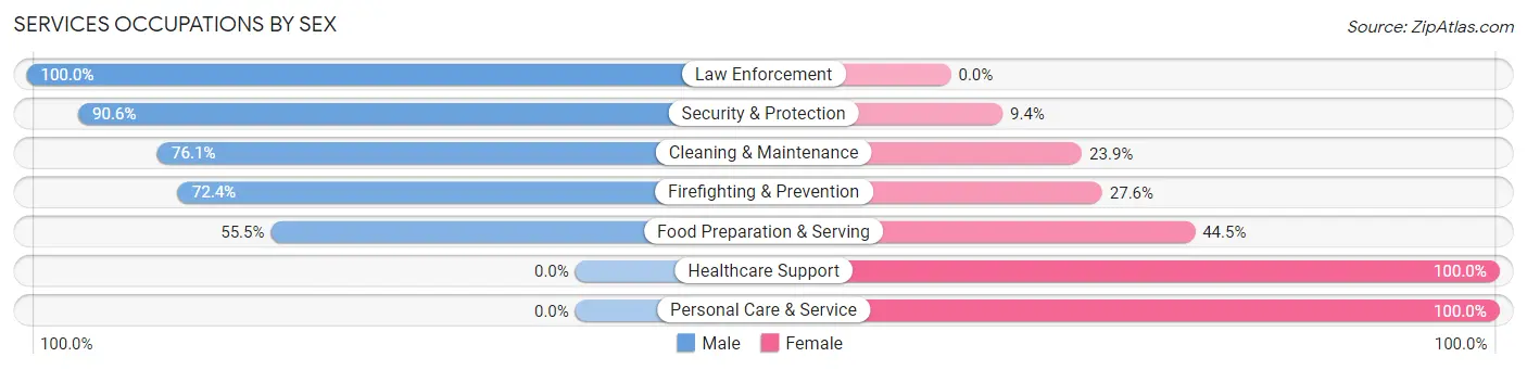 Services Occupations by Sex in Zip Code 25271