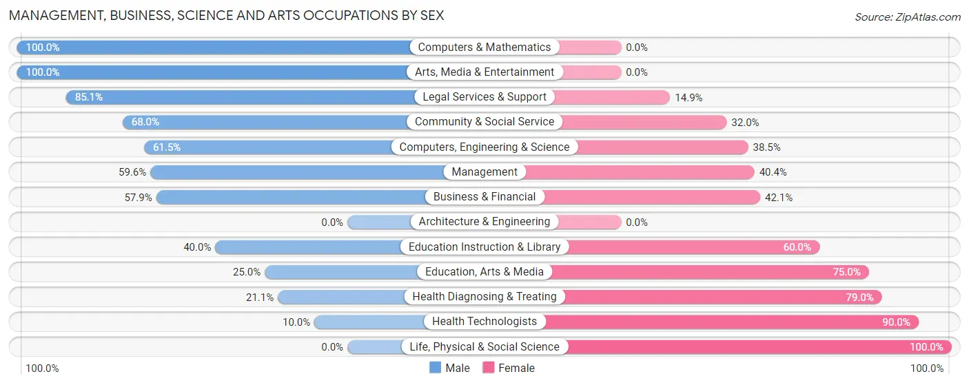 Management, Business, Science and Arts Occupations by Sex in Zip Code 25301