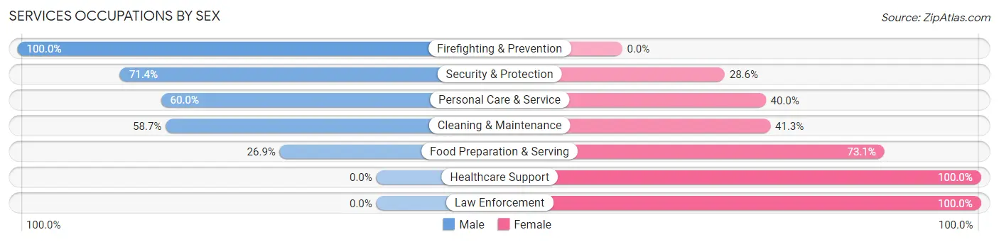 Services Occupations by Sex in Zip Code 25301