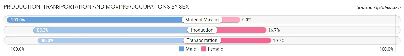 Production, Transportation and Moving Occupations by Sex in Zip Code 25304
