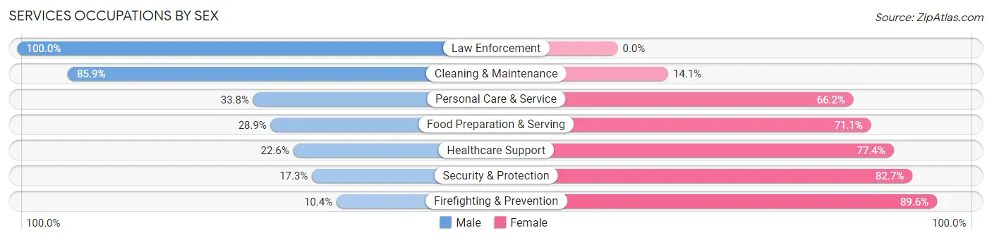 Services Occupations by Sex in Zip Code 25309