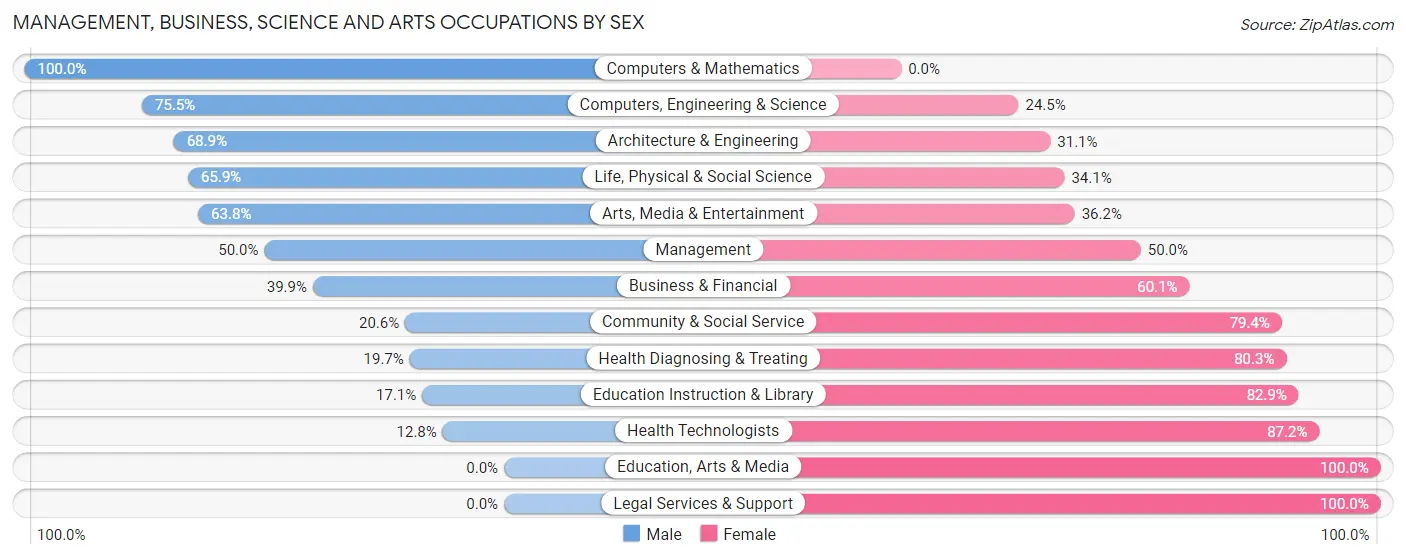 Management, Business, Science and Arts Occupations by Sex in Zip Code 25313