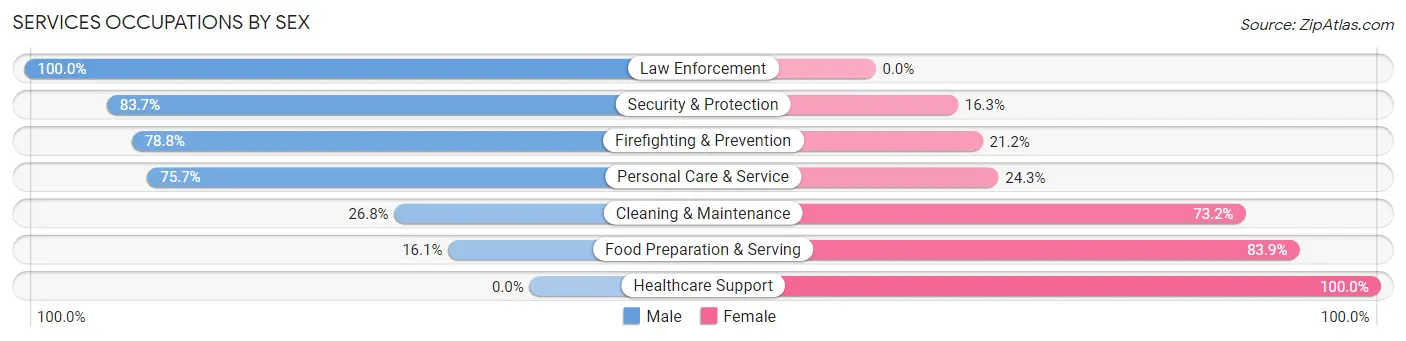 Services Occupations by Sex in Zip Code 25314