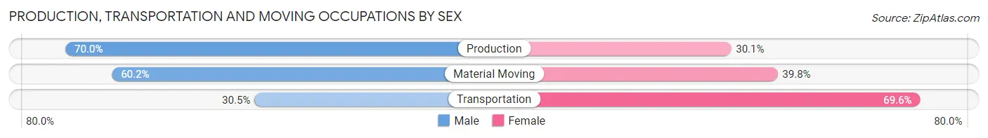 Production, Transportation and Moving Occupations by Sex in Zip Code 25428