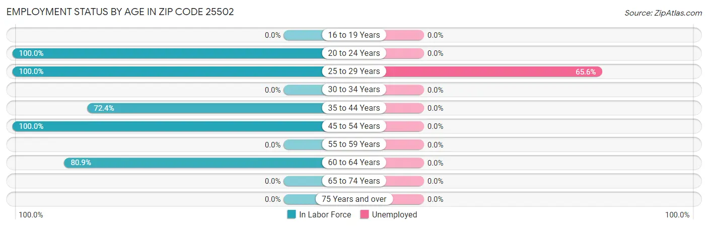 Employment Status by Age in Zip Code 25502